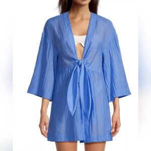 Cinq A Sept La Plage Azure Blue Lightweight Tie Swim Cover-Up